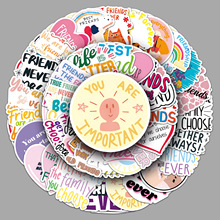 51张朋友贴纸friend友谊万岁正能量英文句子短语防水装饰手账贴纸