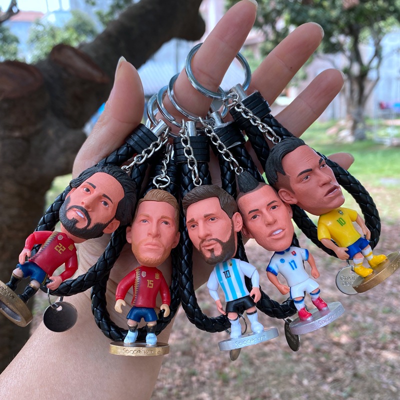 European Cup football star doll model Messi Neymar C Ronaldo Griezmann doll pendant buckle