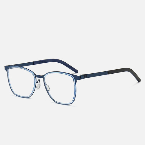 New Stylish Zero-Pressure Literary Polygon Eyeglass Frame for Men, Metal Non-Slip Ultra-Light Blue Light Blocking Eyeglasses