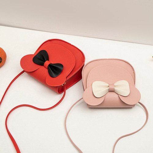 Cross-border foreign trade women's bag 2024 new cartoon children's bag cute bowknot contrasting color women's crossbody bag coin purse