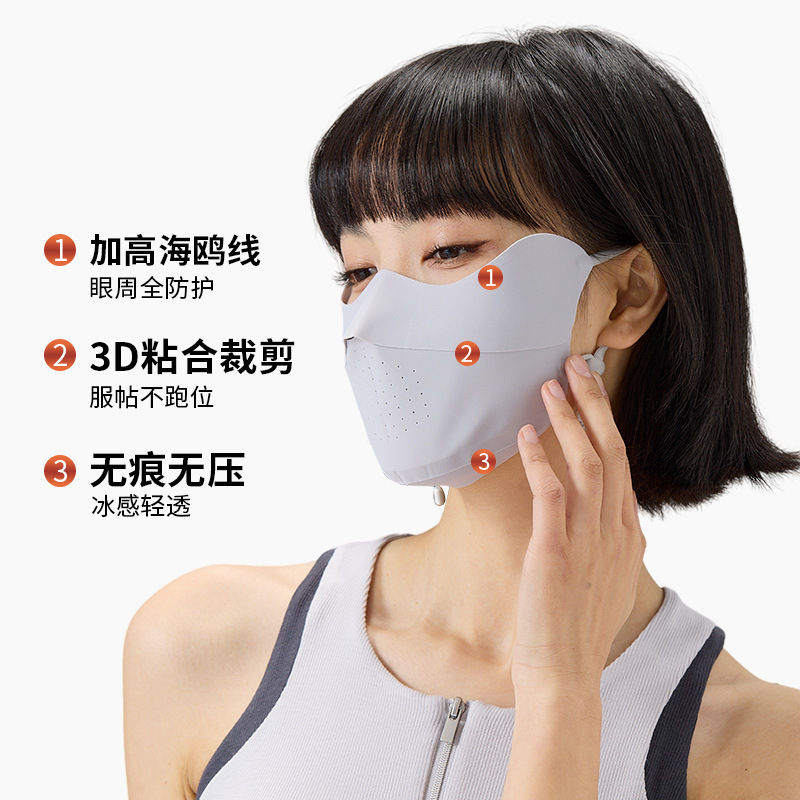防晒口罩护眼角贴合面部夏季遮阳薄款透气防紫外线高颜值冰丝面罩