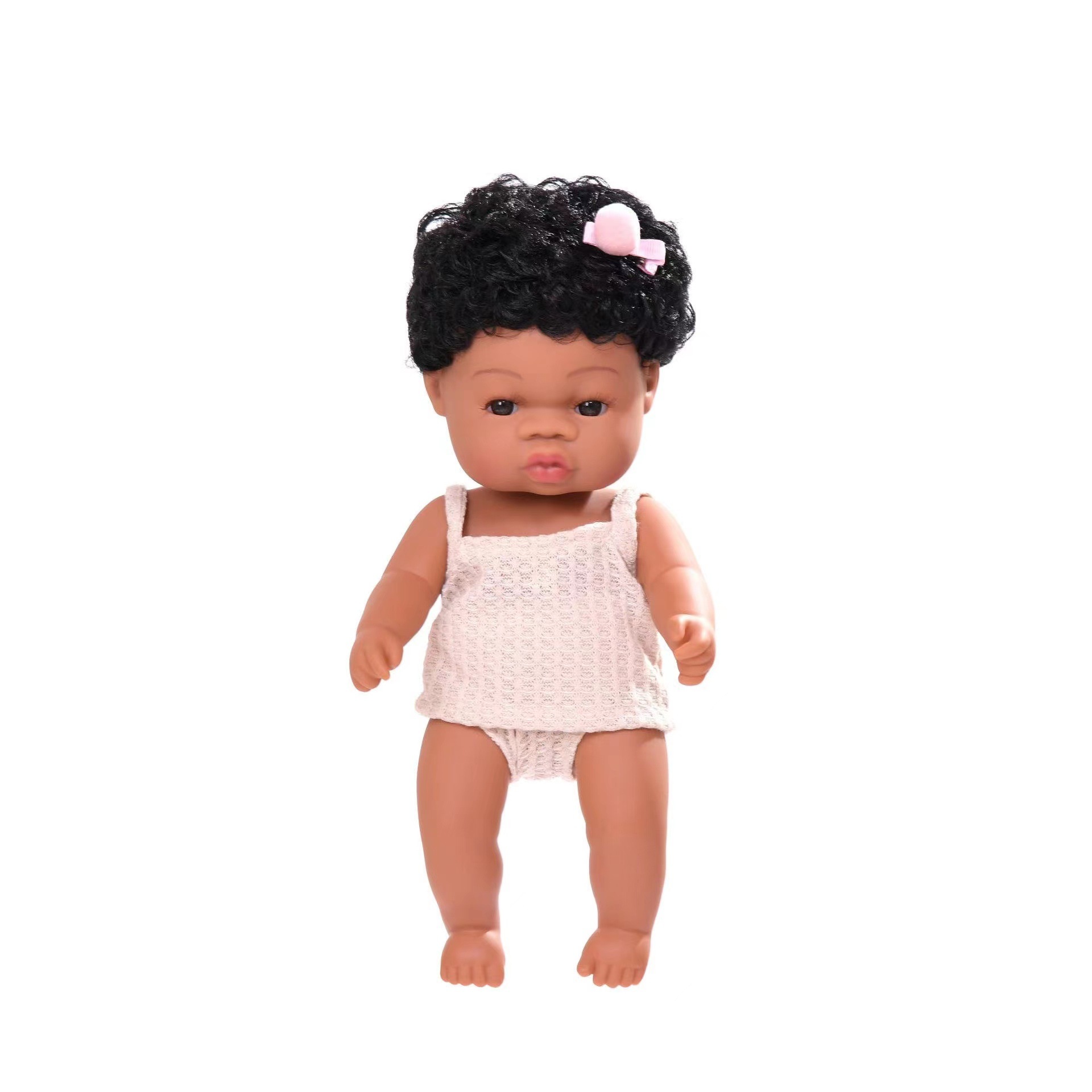 Negro vinilo muñeca renacer muñeca suave pegamento simulación bebé muñeca Africana muñeca niños baño juguete