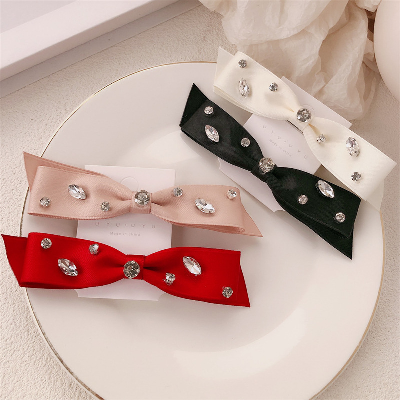 Nuevo super brillante diamante de diamante correa de arco abrazadera de cabello francesa temperamento alto franja lateral abrazadera de cabello rotura mujer