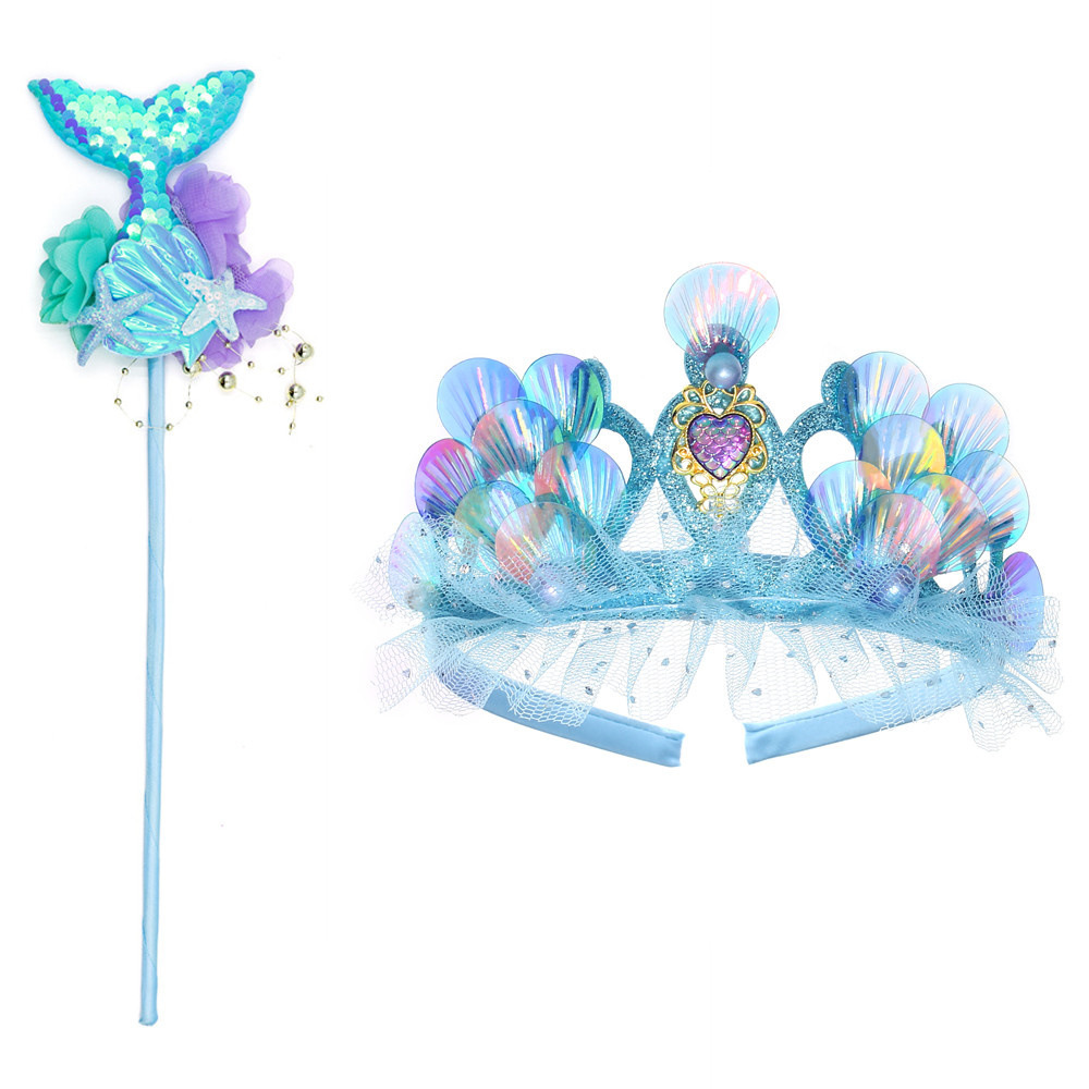 Blue Mermaid Crown + Mermaid Fairy Wand