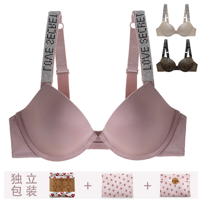 Dropshipping! 0831 Rhinestone Push-Up Bra Adjustable Thin Top Thick Bottom Sexy Letter Girl Underwear Women Dropshipping! 0831 Rhinestone Push-Up Bra Adjustable Thin Top Thick Bottom Sexy Letter Girl Underwear Women