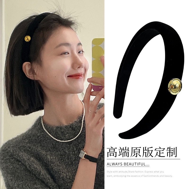French Style Retro Gold Label Headband Summer Outgoing All-match ins Style Hair Clip Hair Bundles Headband Hair Accessories 2023 New