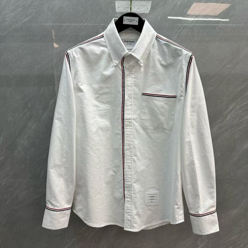 Factory Direct Sale Tb Red, White, and Blue Webbing Wrap Shirt Casual Versatile Simple Unisex Long-Sleeve Cardigan Shirt