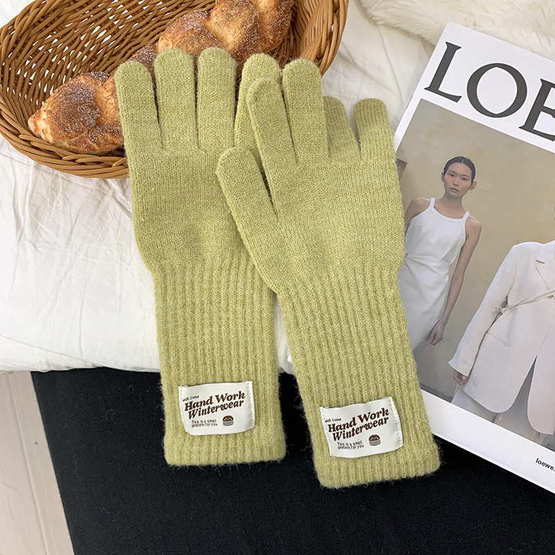 Guantes de ciclismo 2025, otoño y invierno nuevos guantes de punto de lana gruesa alargada guantes de dedo caliente al por mayor