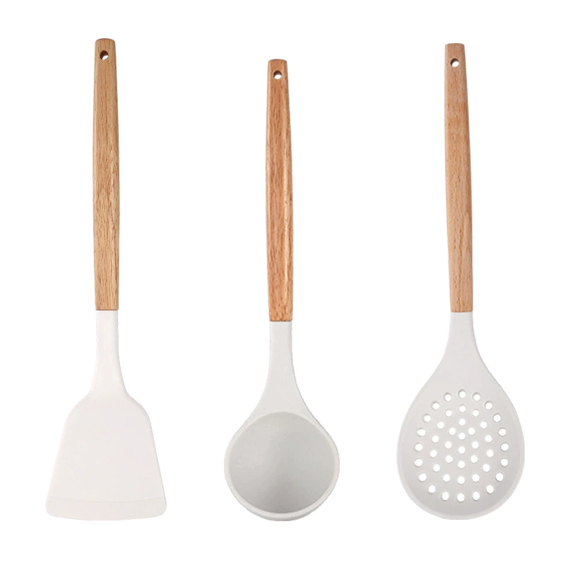 White silicone kitchenware, set, non-slip shovel