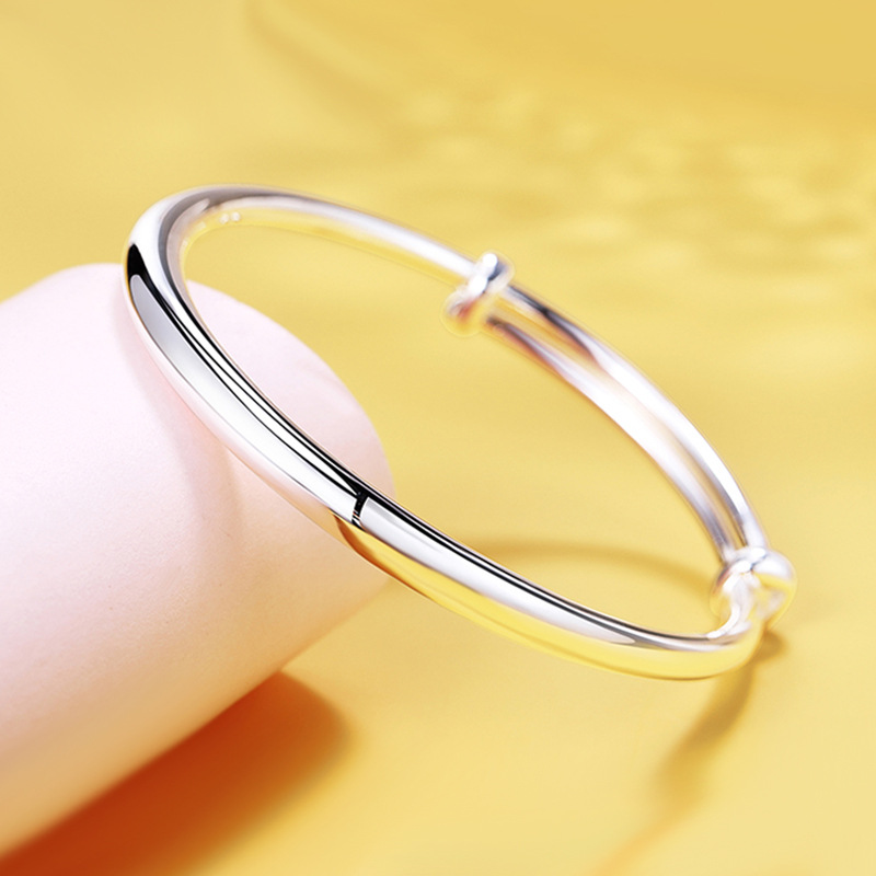 999 pulsera de plata simple mujer brillante estómago sólido empuje pulsera de moda joyería de regalo universal