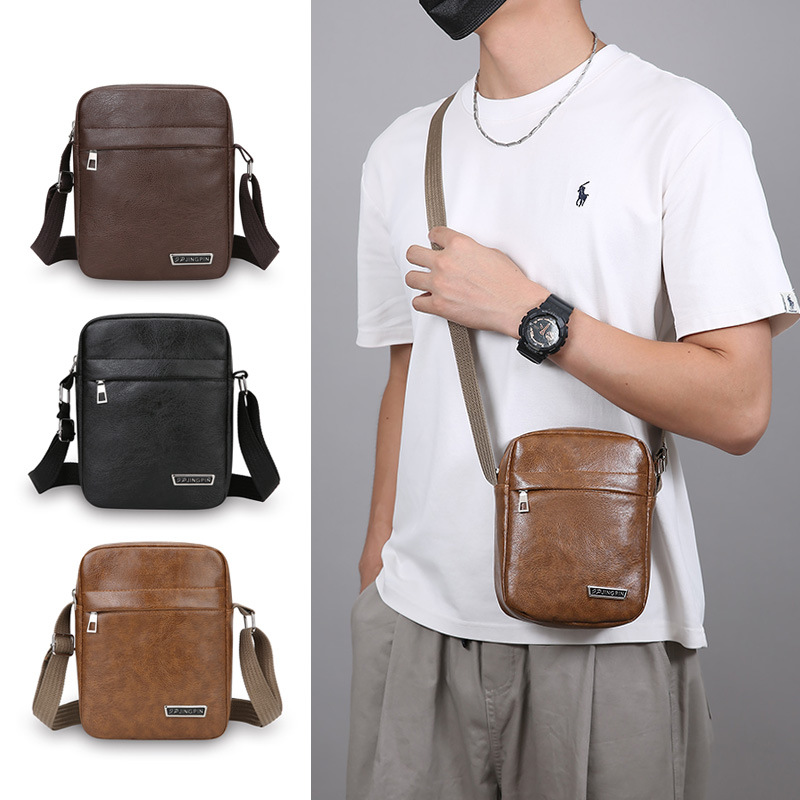 Comercio exterior simple retro bolso de hombro de viaje de negocios de cuero PU bolso portátil de ocio universal bolso de teléfono celular al por mayor