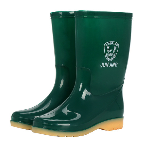 Women's Slip-Resistant, Fleece-Lined Mid-Center PVC Cowhide Sole Water Shoes, Kitchen Cleaning Waterproof Boots, Wholesale Rain Boots for Ladies