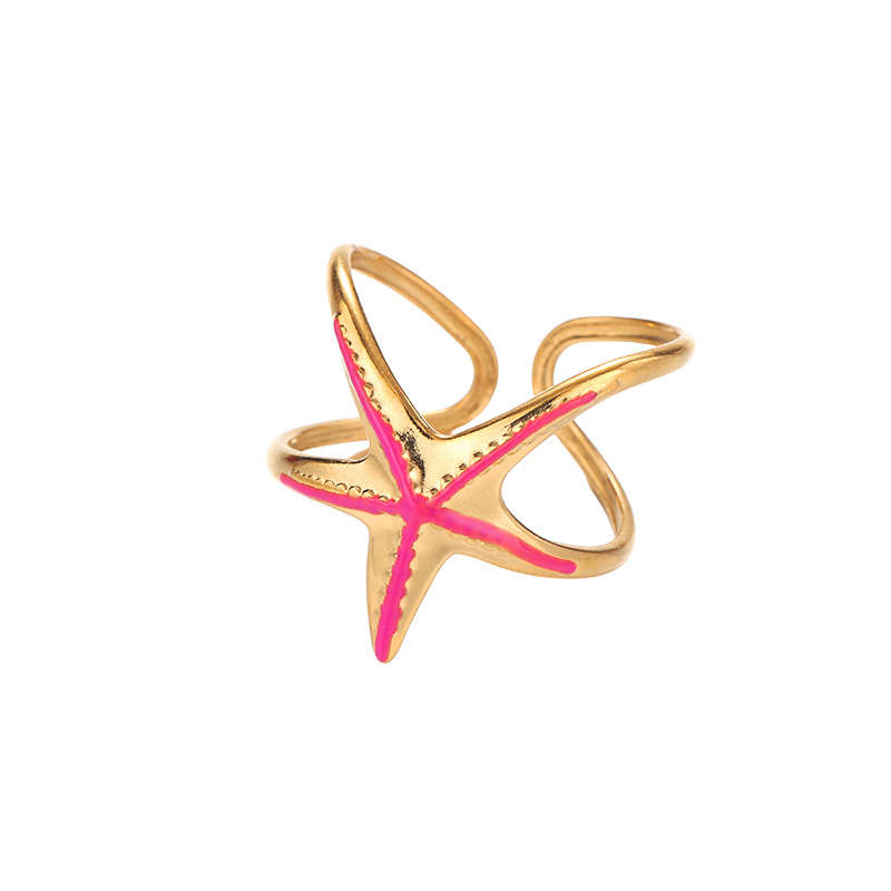 Tina Europa y los Estados Unidos transfronterizos lujo ligero anillo de estrella de mar nicho de diseño de goteo de aceite serie de joyas de mano para mujeres al por mayor