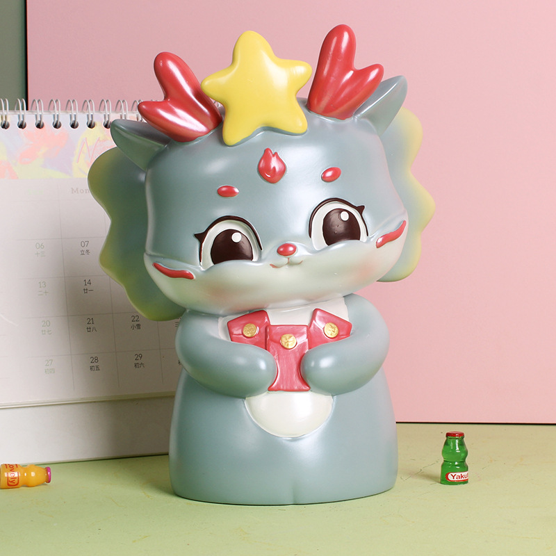 Nuevo dragón año Piggy Bank decoración de escritorio resistente a la caída lindo dragón de dibujos animados pequeño tesoro alcancía niños regalo personalización