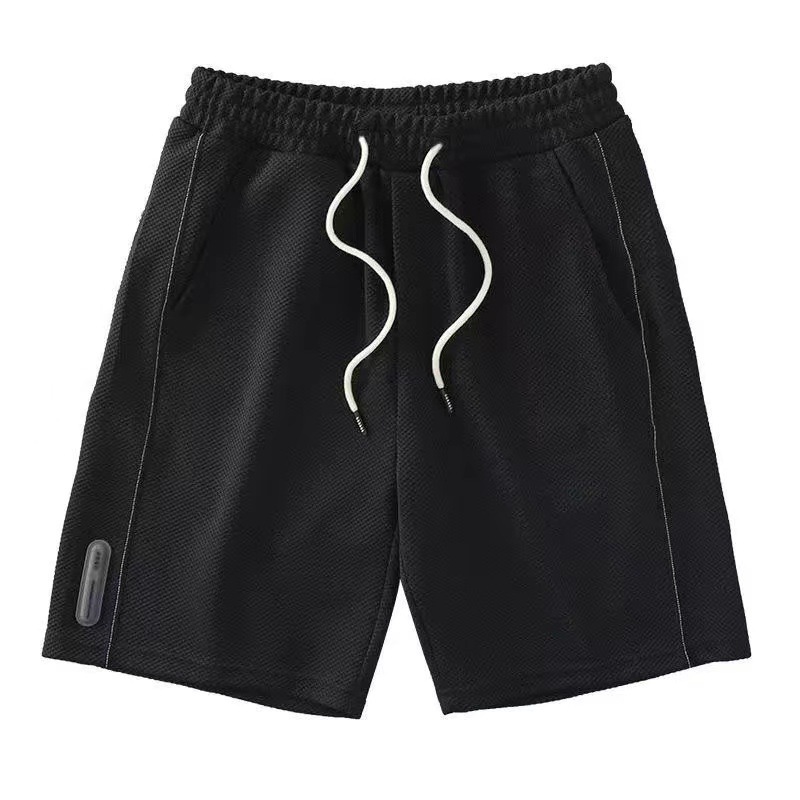 Shorts Waffle para hombres, verano, todo fósforo, estilo de Hong Kong, nueva tendencia, transpirable, deportes, hombres de moda, rectos, casuales y cómodos