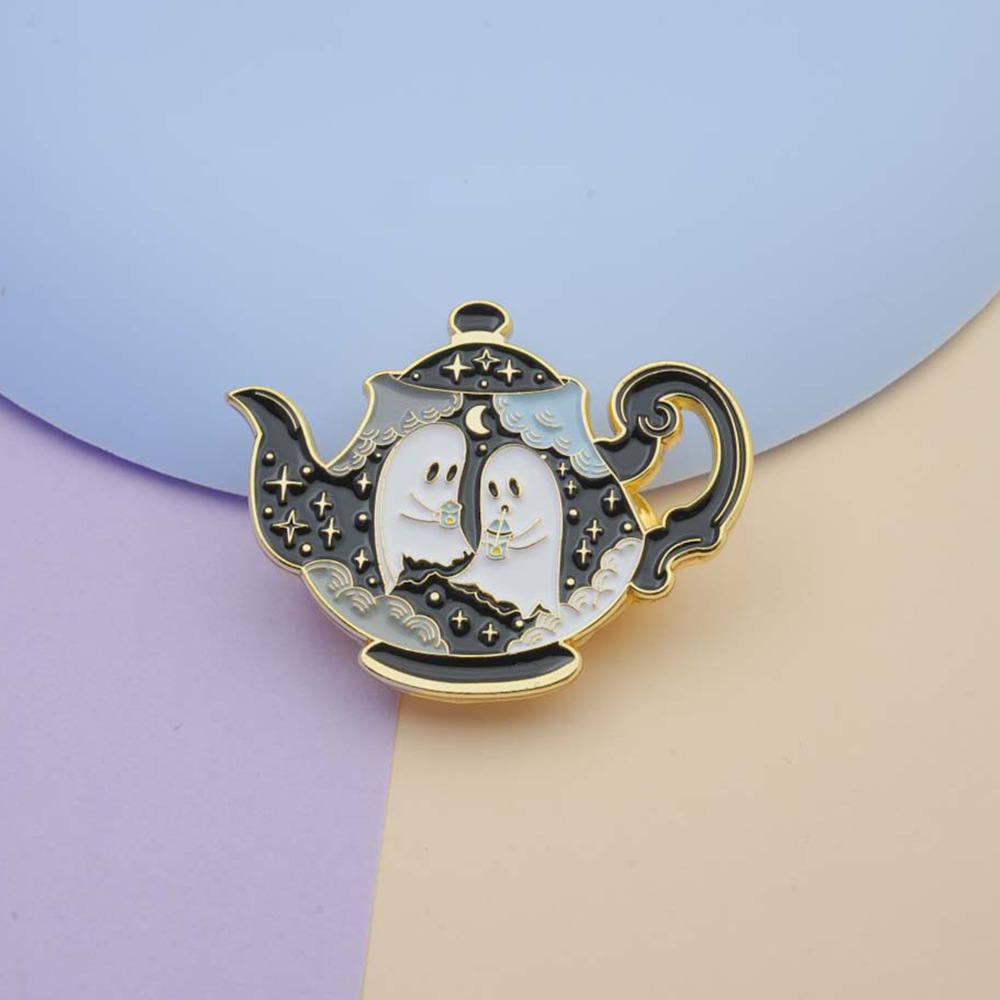 Ghost Teapot Brooch Enamel Pin Magic Tea Series Pin Backpack Clothing Accessories Unique Gift Decoration