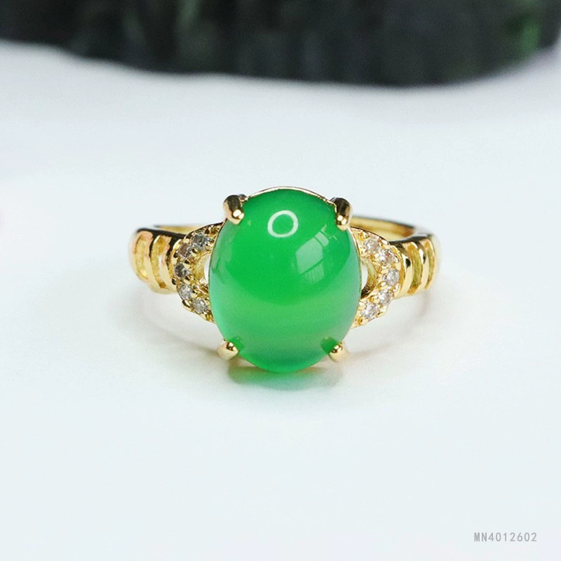 Yuyu Ice Emperor Зеленый халцедон кольцо агат кольцо кольцо ювелирных изделий оптовая продажа MN4012602