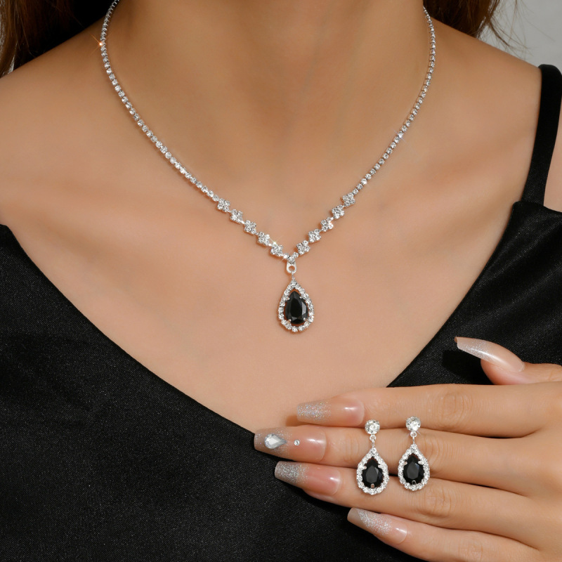 Bridal Jewelry Necklace Bracelet suit Rhinestone Zircon Wedding Dress Women's Wedding Accessories High-end Two-piece Set