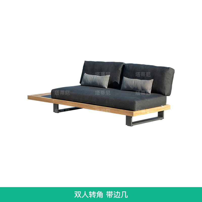 Sofá de exterior para patio, villa, B&B, hotel, muebles de madera maciza para terraza, jardín, resistente a la lluvia, protección solar, anticorrosión, madera de teca
