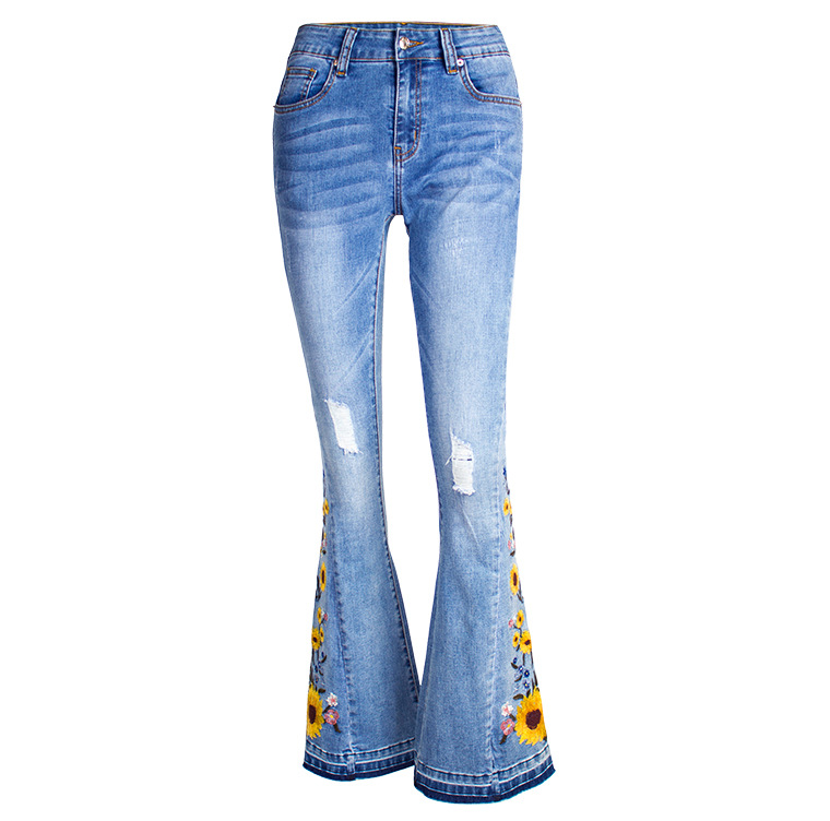 Vêtements pour femmes broderie 3D tridimensionnelle jeans pour femmes pantalons une pièce livraison directe_voghion.com