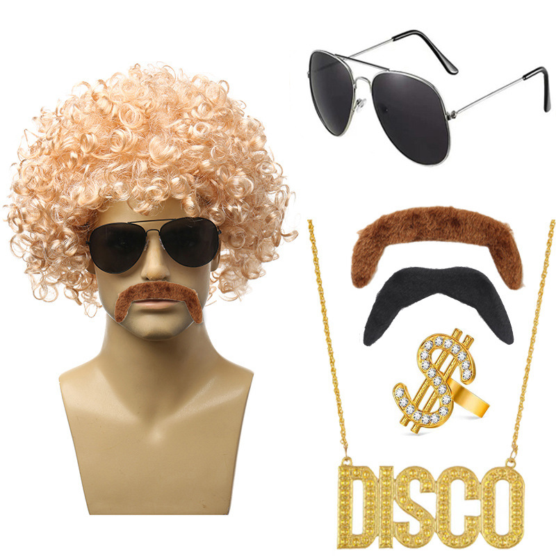 베이지 팬 + 선글라스 링 더블 수염 DISCO