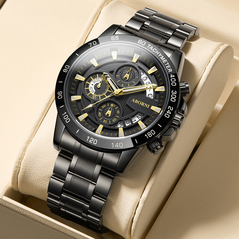 Asian platinum watch men's business luminous waterproof fine steel men's watch cross-border WATCH chronograph quartz watch wholesale