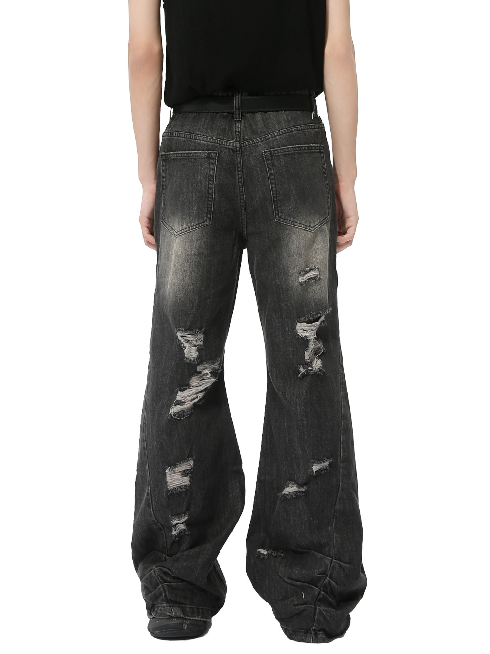 MTLCLOTHES Hombres| Otoño calle irregular agujero micro cuerno relajado jeans casuales lavados de la marea