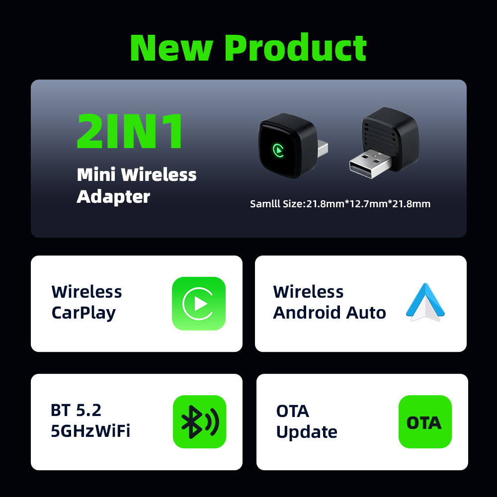 Brand New 2-in-1 Wireless Carplay Car Smart Box Android Auto Plug and Play
