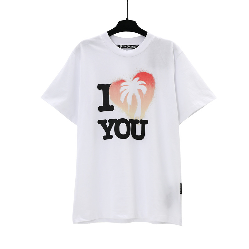 Palm Angels PA heart palm tree print short-sleeve American casual loose round-neck T-shirt for summer