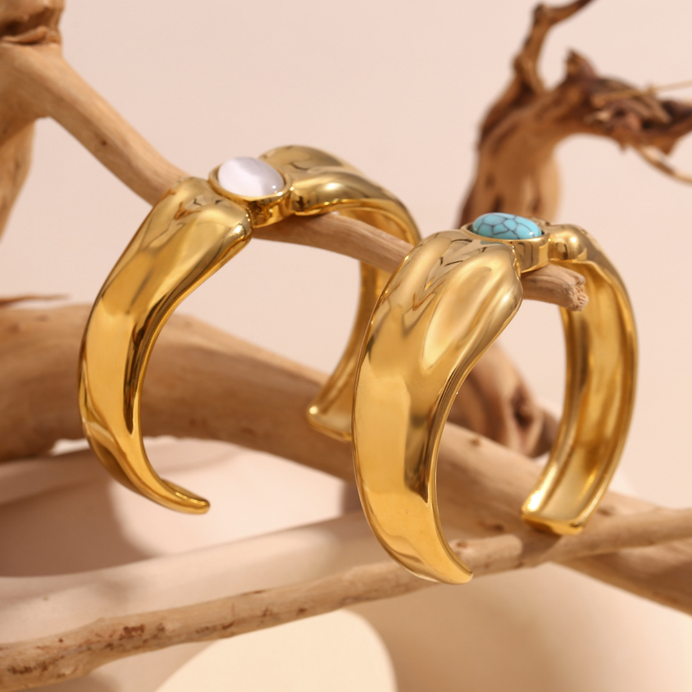 Asymmetrical Stainless Steel Open Bracelet