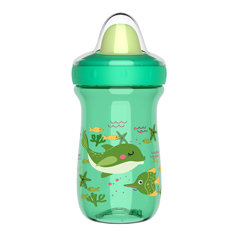 Caricatura de gran capacidad bebés tazas de agua de boca de pato bebés agua potable portátil anticaídas tazas de aprendizaje de bebés cubiertos de entrenamiento