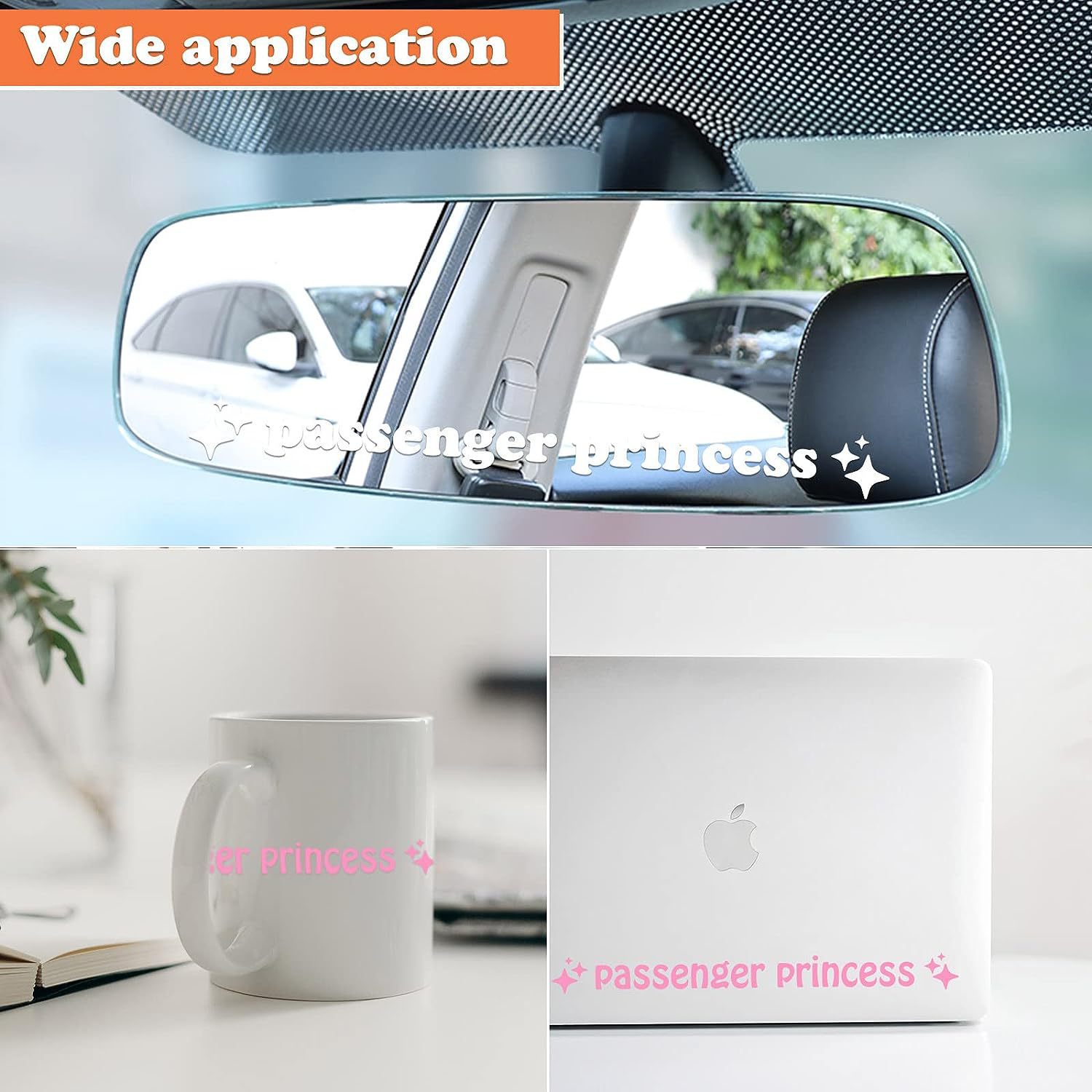 Pasajero princesa espejo retrovisor pegatinas lindo pasajero princesa pegatinas vinilo dama coche pegatinas