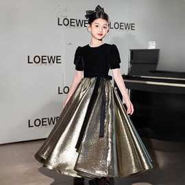 速卖通简约儿童钢琴演奏礼服2026春季新款跨境外贸女童表演公主裙