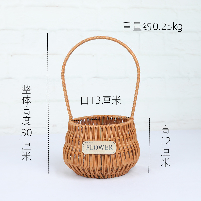 Cestas de flores de caña tejidas a mano canasta de mano pastoral creativa Qixi Festival de caña floral decorativa canasta huevo