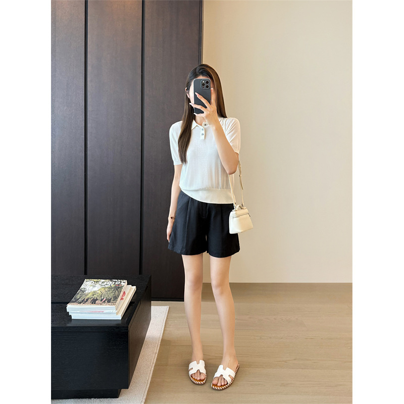 Black High-End Linen Suit Wide-Leg Pants for Women Summer Short Style Petite High-Waisted Loose Slimming Casual Shorts Black High-End Linen Suit Wide-Leg Pants for Women Summer Short Style Petite High-Waisted Loose Slimming Casual Shorts