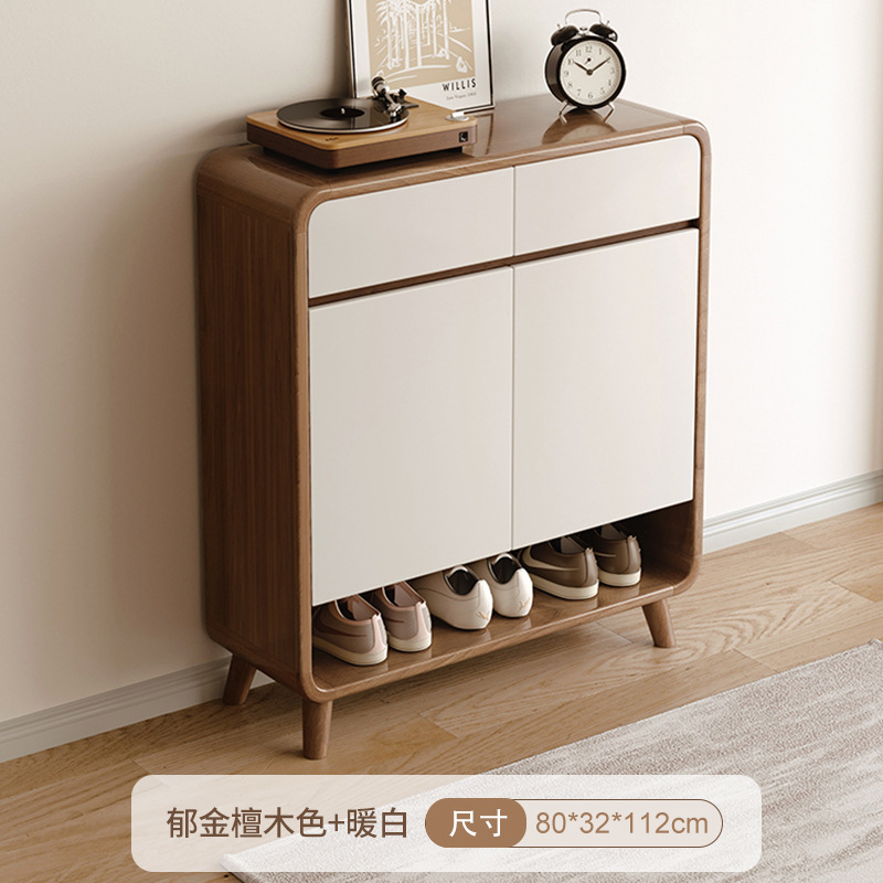 Zapatero de gran capacidad en color madera maciza para la entrada del hogar, armario de almacenamiento integrado para el pasillo al lado de la puerta, nuevo modelo de zapatero.