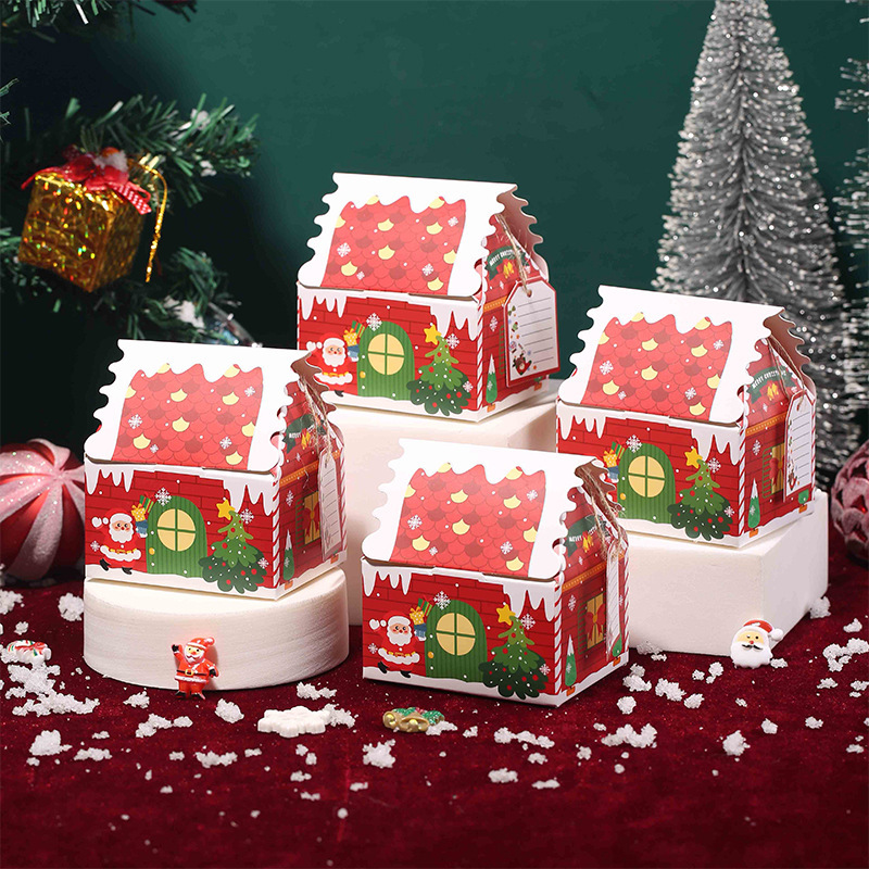 新しいクリスマスの立体の家のリンゴの箱のアイデアのクリスマスイブの贈り物の箱の小さいお菓子のビスケットの斬新な包装箱|undefined