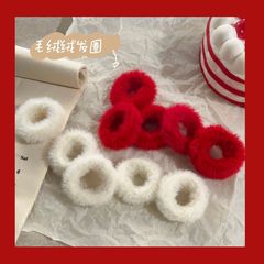 New Year Red Velour Hair Tie Invisible Headband Autumn/Winter Elastic Rubber Band High Elasticity Durable Girl Buns Hairband