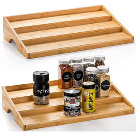 竹制置物架阶梯式厨房调味品收纳展示架桌面护肤品整理架定制logo