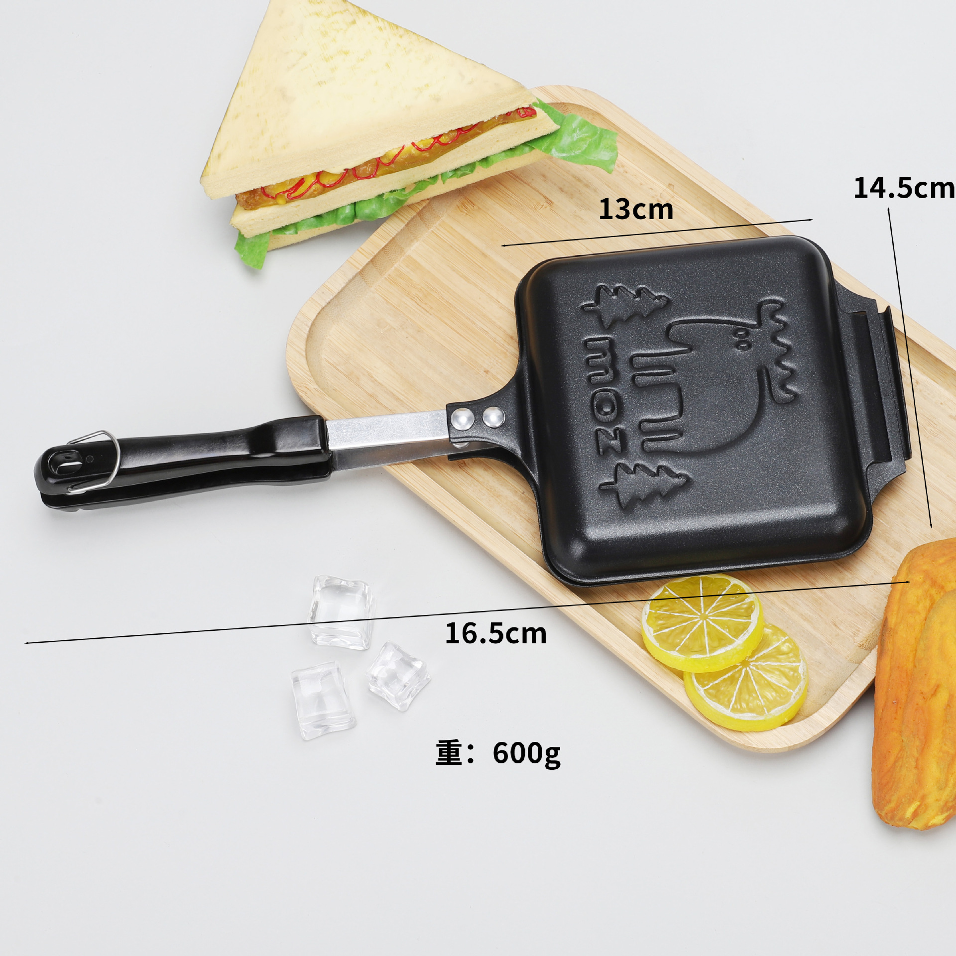Molde para sándwich y pan antiadherente, sartén de doble cara para desayuno, tortilla y waffles