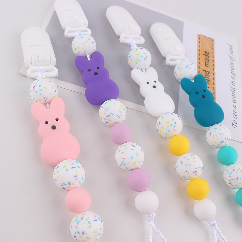 Transfronterizos bebés tetas de tetas cadena Pascua anti-perder cadena juguetes para bebés calmante goma de diente anti-caída cuerda
