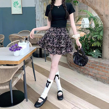 大码甜美短裙夏季新款碎花蓬蓬裙显瘦2025年半身裙高腰蛋糕裙短款