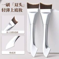 新しい超薄型三日月フィッシュテールファンデーションブラシ、パウダーフリー、ベベル、初心者シームレスコンシーラー、フラットヘッドリキッドファンデーションメイクブラシ