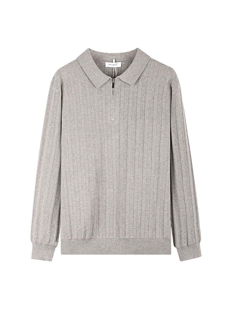 Camisas de punto con cremallera vertical de alta calidad para hombres, camisas de polo de manga larga, suéter para hombres.