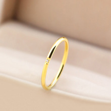 日式细小钻戒指女ins潮时尚个性小众设计钛钢18k金尾戒小指素圈
