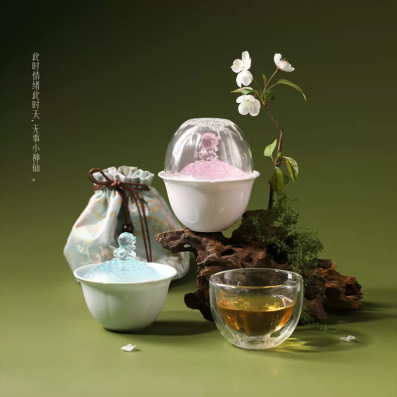 好狮架到系列景德镇高温颜色釉盖碗茶具高颜值中式旅行便携茶具