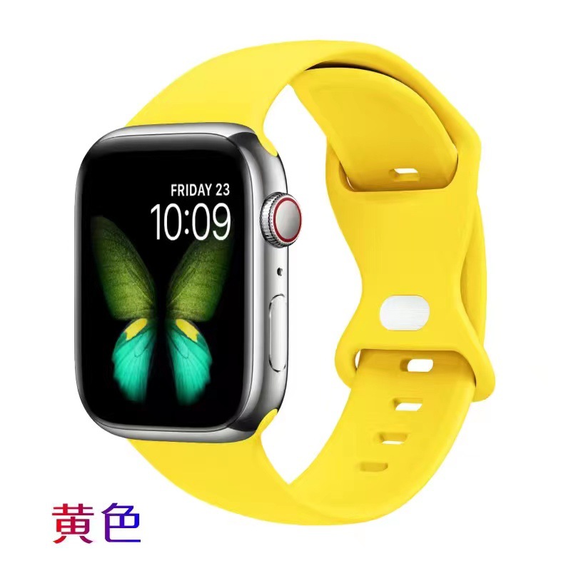 Suitable for iwatch Apple Watch butterfly clasp silicone strap 3/2/1st generation SE strap Apple 6/5/4th generation undefined