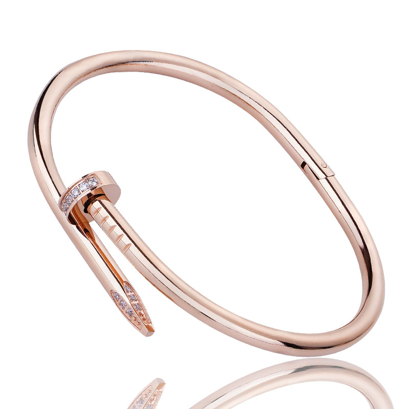 Classic diamond titanium steel bracelet female opening adjustable Amazon hot cross-border accessories card home nail bracelet