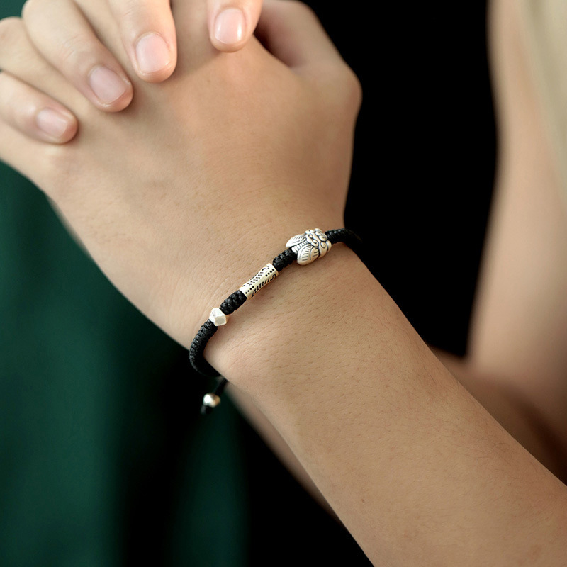 Lucky koi woven bracelet men's silver-plated retro exam postgraduate entrance examination ashore boys hand rope gift for boyfriend