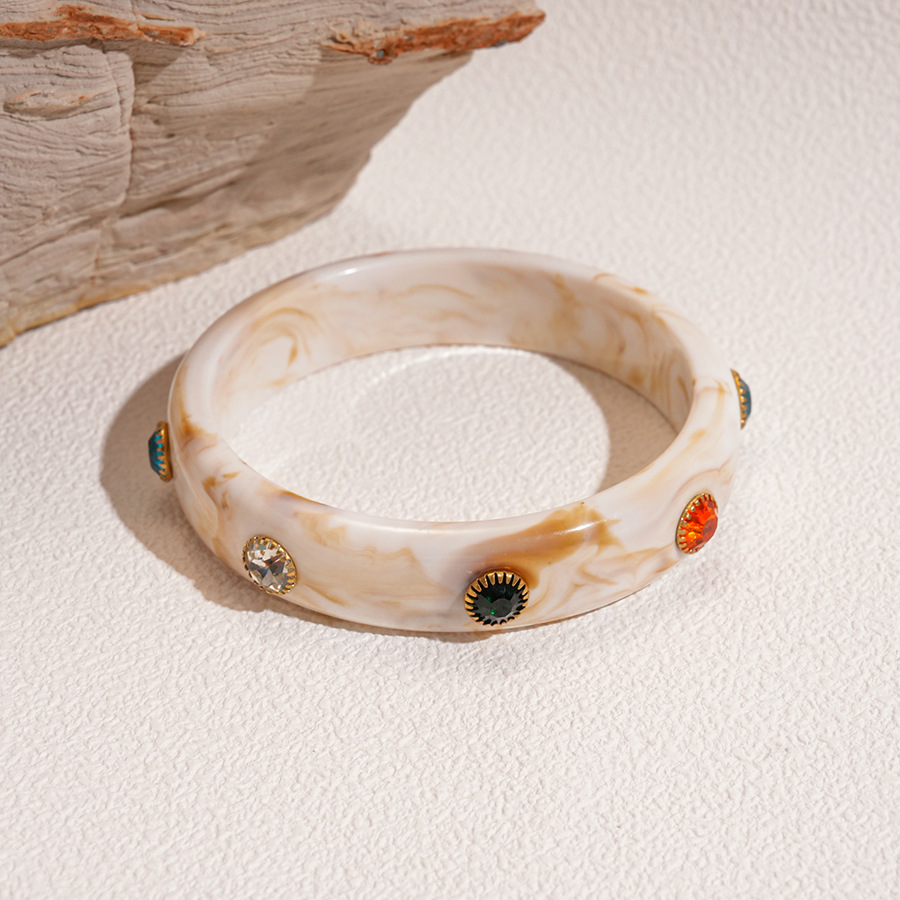 Brazalete de color geométrico de diamantes acrílico europeo y americano personalidad transfronteriza simple pulsera de nicho lujoso ligero de alta sensación de brazalete